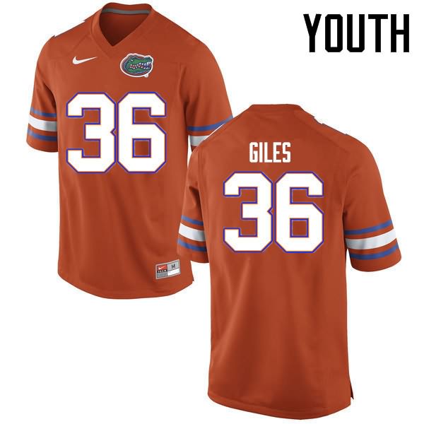 Youth NCAA Florida Gators Eddie Giles #36 Stitched Authentic Nike Orange College Football Jersey CRE7665IS